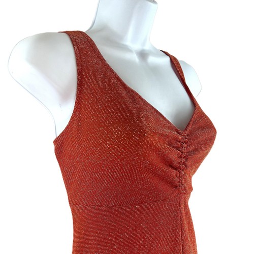 Vintage Orange Sparkle Front Split Maxi Prom/Bridesmaid Occasion Dress UK 12 - Picture 5 of 8