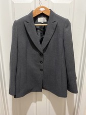 Tahari by Arthur S. Levine Women's Gray Herringbone Wool Blend Blazer Size 10