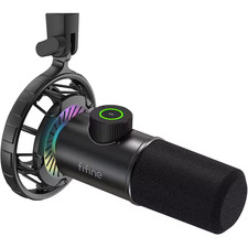 USB Gaming Microphone with Tap-To-Mute Button, Headphone Jack and RGB in Black