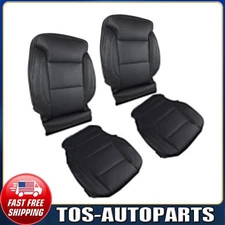 For 15-19 Silverado 1500 2500 Driver Passenger Bottom Top Leather Seat Cover Blk