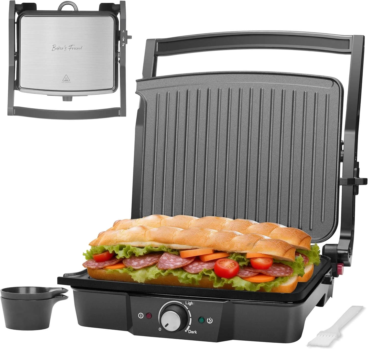 Baker’S Friend Panini Grill Press Sandwich Maker, 4-Slices Panini Press Maker, G
Opens in a new wind