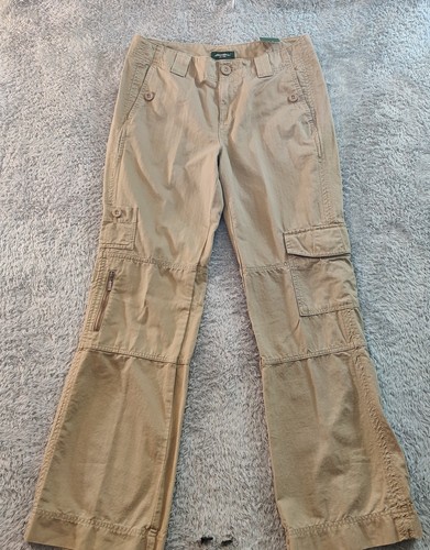 Vintage Eddie Bauer Pants Womens Cargo 6 30x31 Khaki Tan Hiking Outdoors NWT