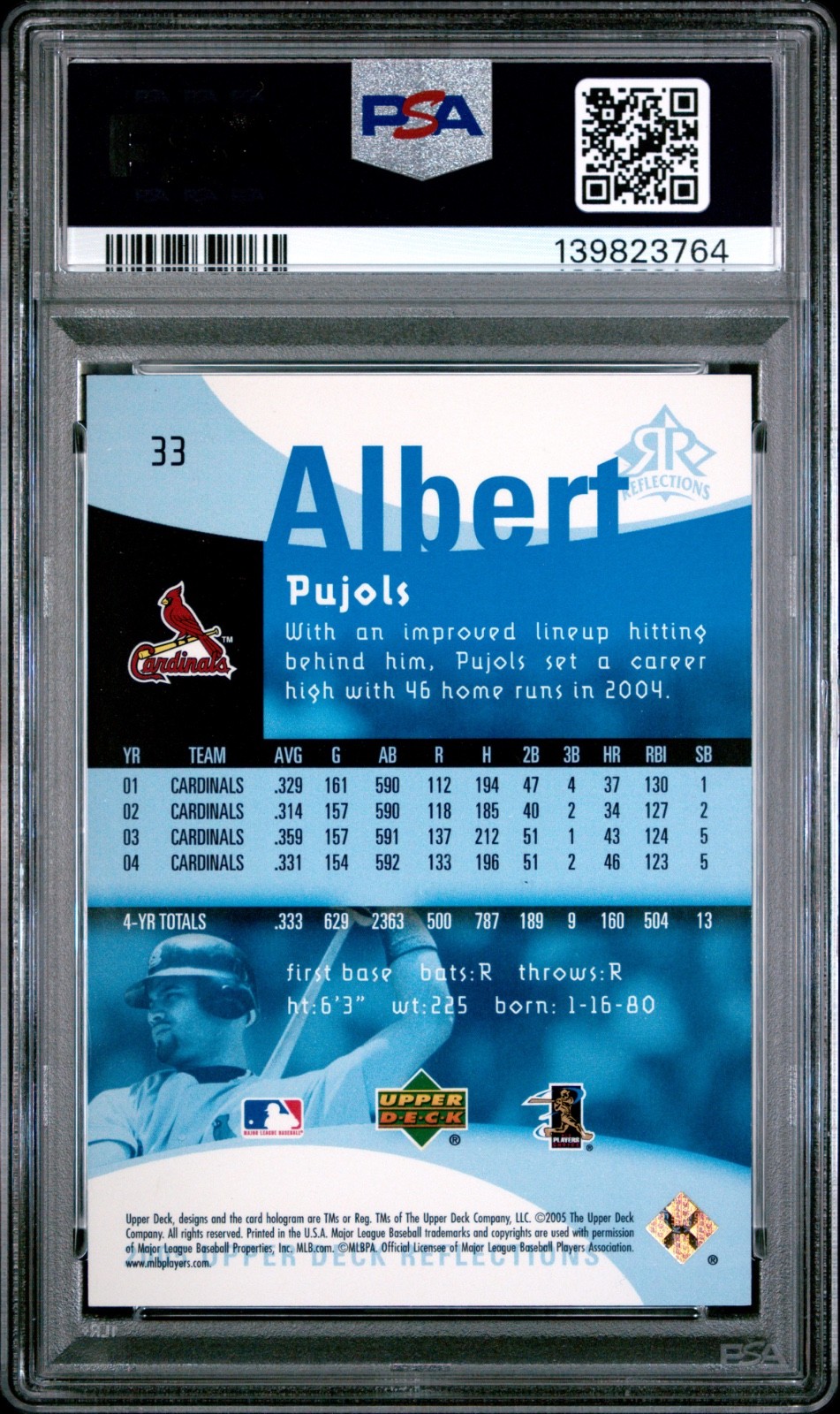 2005 Upper Deck Reflections Albert Pujols BLUE /75 PSA 9 MINT! 🔥 BEAUTY! view 2
