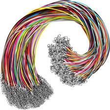 100Pcs Leather Necklace Cord with Clasps, Rope Necklace String, 25Color Necklace