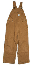 Carhartt Boys Double Knee Duck Canvas Bib Overalls Hamilton Brown Size 7 CM8603