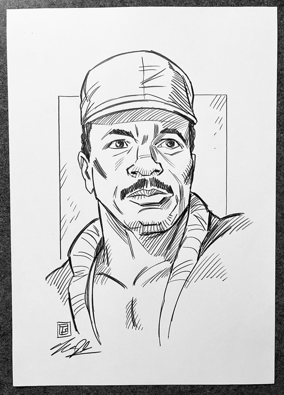 Predator Dillon Carl Weathers ORIGINAL PENCIL SKETCH Tim Shinn