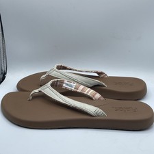 Flojos Flip Flops Women's Size 10 Just Hangin White Brown Sandals