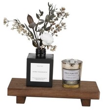 Small Wood Tray Pedestal Stand Farmhouse Bathroom 8.7" x 3.6" x 1.6" Walnut