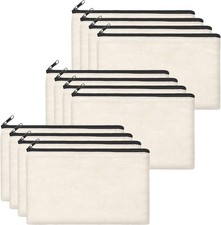 Stoffbeutel 12 St&uuml;ck Blanko DIY Federm&auml;ppchen Kosmetiktasche 21x12cm zum Bemalen
