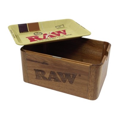 RAW wood CACHE storage box - Magnets Hold Tray on (box + tray)