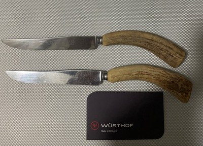 Ed Wüsthof Solingen Germany Steakmesser Paar Geweihgriffe Dreizack Dreizack