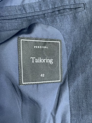 Percival Men's Tailored Linen Blazer 100% Linen Navy Size 42R PM-TLB259442 - Picture 13 of 13