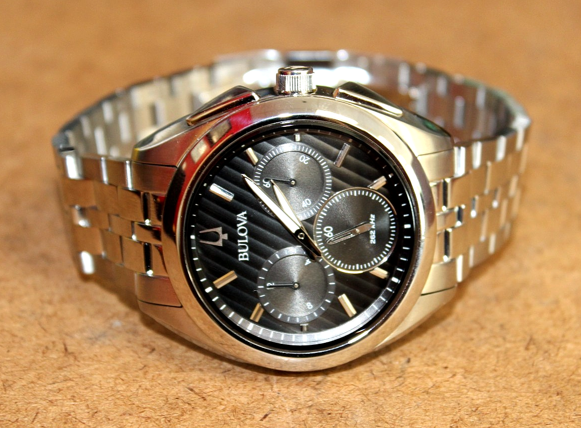 Bulova CURV SS Men's 44 mm Gray Dial 262 KHz Chronograph Watch