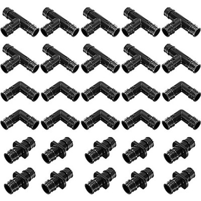 Pex A Fittings  1/2'' inch Pex Fittings Set | Elbow, Tee & Coupler Kit | ASTM ...
