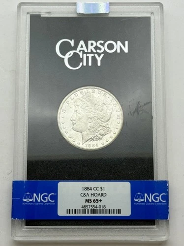 1884-CC Morgan Dollar, NGC MS65+, GSA Hoard, OG GSA Packaging w/ COA, NR