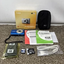 Canon PowerShot A4000 IS Blue 16MP Digital Camera Bundle - Fully Tested READ