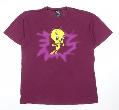 Warner Bros Studio Store Tweety lila Grafik Herren Large Baumwolle T-Shirt