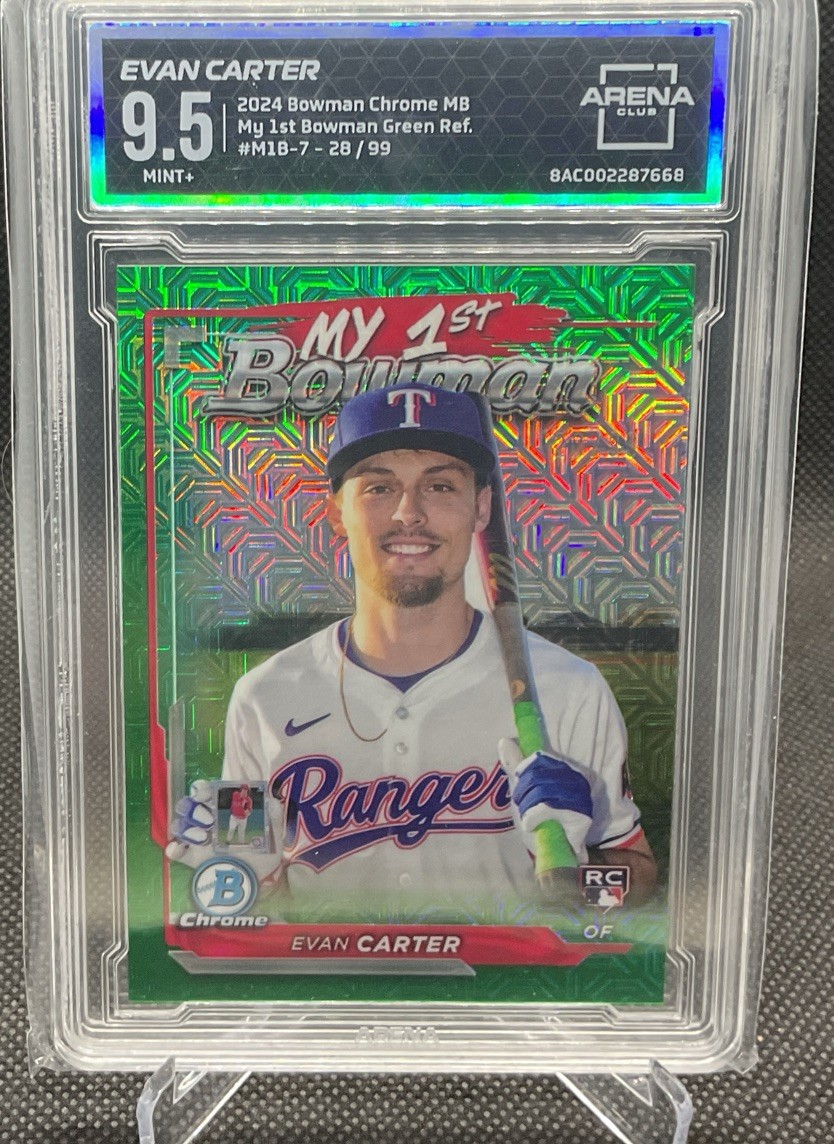 2024 Bowman Chrome Evan Carter My 1st Bowman Green Mojo Refractor RC /99