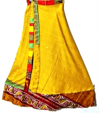 Incredible-art Vintage Silk Sari Magic Wrap Skirt Reversible Hippie Sarong