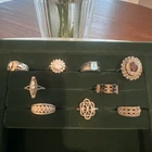 VINTAGE Sterling 53 GRAMS TOTAL/9 Wearable Rings .925  & 2 NECKLACES