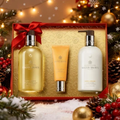 Molton Brown Hand Care 3 Piece Gift Set Flora Luminare Hand Wash, Lotion & Cream