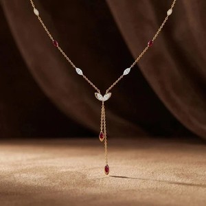 Authentic 3Ct Marquise Cut Lab Created Diamond Lariat Necklace In 14K Yellow Gold Plated