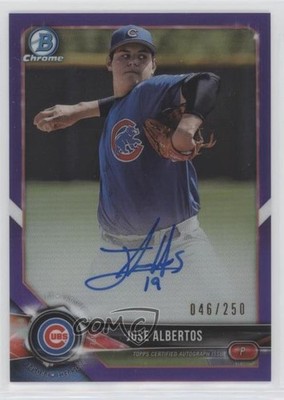 2018 Bowman Chrome Prospect Purple Refractor 46/250 Jose Albertos Auto 2f9