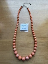 Jay King Polished Coral Beaded Necklace DRT 27-30” Vintage Unused 