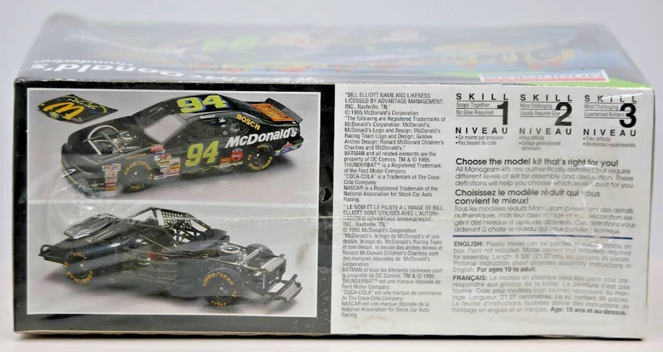 Monogram Bill Elliot #94 McDonald's Thunderbat 1:24 Model Kit #2469 SEALED - Image 4 of 4