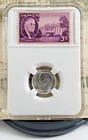 1961 Silver Business Strike Roosevelt Dime with Vintage US Stamps - W1