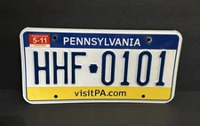 Pennsylvania License Plate — HHF - 0101 VISIT PA.COM — Great Condition !!