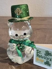 Saint Patrick's promo Bear Crystal 4.5"  box with Hat and tag  Fenton Art Glass