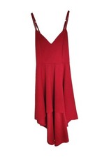 Windsor Red V-Neck High-Low Spaghetti Strap Back Cross Formal Dress, Size Medium