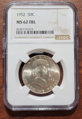 1952 Franklin Half Dollar NGC MS-62 FBL Full Bell Lines Certified 50c Coin