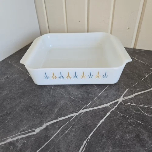 Fire King Atomic Candle Glow 8" Square Baking Casserole Dish Vintage #435