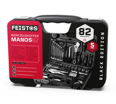 Werkzeugkoffer MANOS 82 bestückt 82 Teile Werkzeugset Kunststoffkoffer FEISTOS