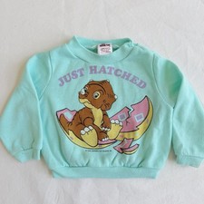 Vintage 1988 The Land Before Time Kids Dino Graphic Sweatshirt 18M USA Cera