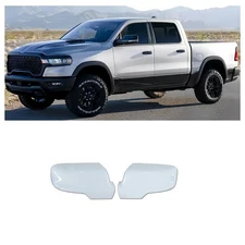 Mirror COVERS For 2019-2025 Dodge Ram 1500 W/Turn Signal Hole PW7 BRIGHT WHITE