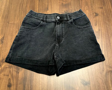 Express Mom Shorts Shortie Super High Rise Black Denim Faded Rolled Hem Size 6