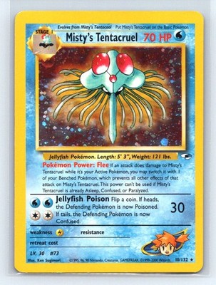 misty's tentacruel pokemon card No.073 Holo Old Back 1998 EX Japanese [2WW] Jellyfish Poison (30) Flip a coin Misty's Tentacruel Gym Heroes Pokemon