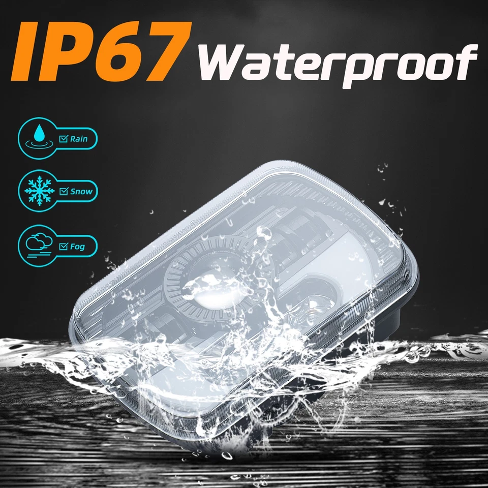 Par de bombillas halógenas H4 faros de metal faros de lente de vidrio estilo stock 7X6 Foto 2 de 4