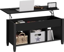 Lift-Top Coffee Table with Hidden Compartment  Storage Shelf for Living Room