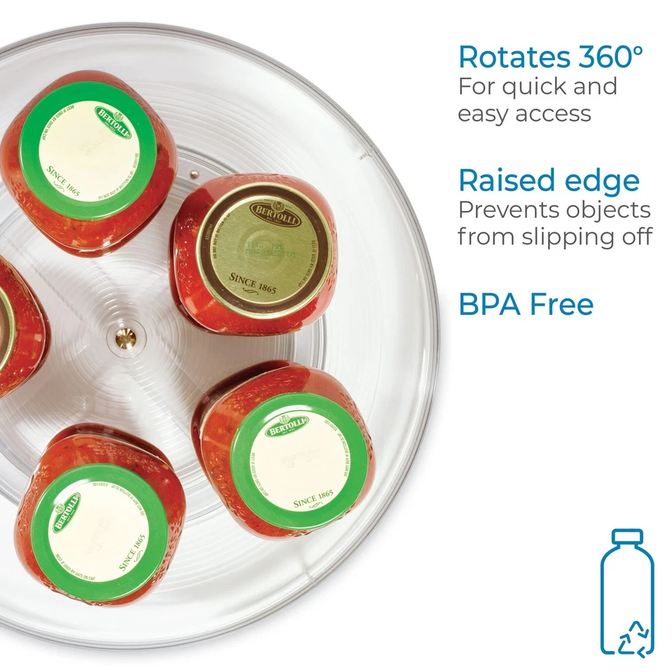 14.5 Inch Clear Rotating Lazy Susan Organizer For Kitchen Refrigerator Pantry - Image 2 of 4