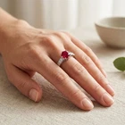 Vivid Red Rubellite Tourmaline 1.45Ct 925 Sterling Silver Handmade Rings Size 7