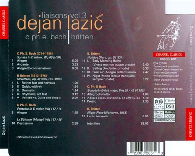 DEJAN LAZIC DEJAN LAZIC PLAYS C.P.E. BACH & BRITTEN NEW SUPER AUDIO HYBRID CD