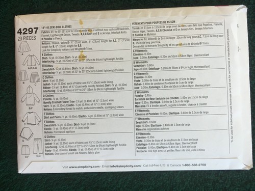 Simplicity Doll Patterns ~ All Patterns are Size 18 * ~ * ~ * ~ * ~ Listing 1478 - Picture 95 of 113