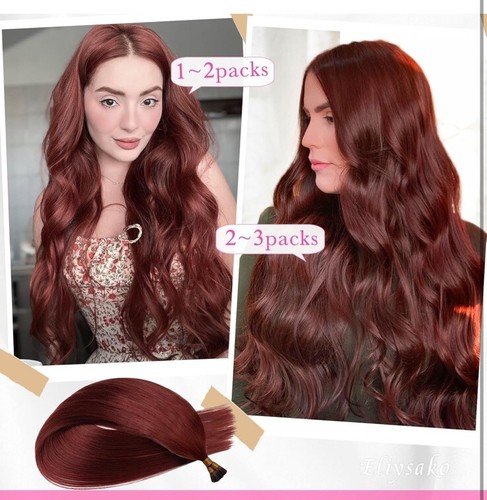 Itip Extensions Stick I Tip 100% Real Remy Human Hair 22inch(#32) Reddish Brown - Picture 3 of 8