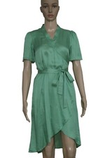 Urban Outfitters Short Sleeve Tie Front Green Wrap Mini Dress New Large L