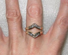 14K Yellow Gold Vintage Natural Baguette Diamond Ring Guard Enhancer Size 6