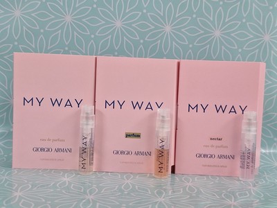 Giorgio Armani MY WAY 3pc Set EDP Parfum Nectar 0.04oz/1.2mL Sample Spray Vial